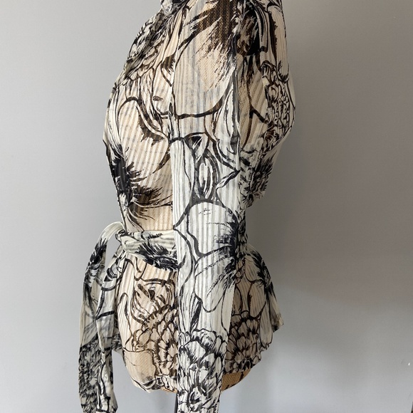 Talbots Petites 100% Silk Top Blouse Belted Size M - Picture 5 of 14